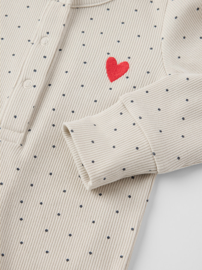 Rippjersey overall gepunktet