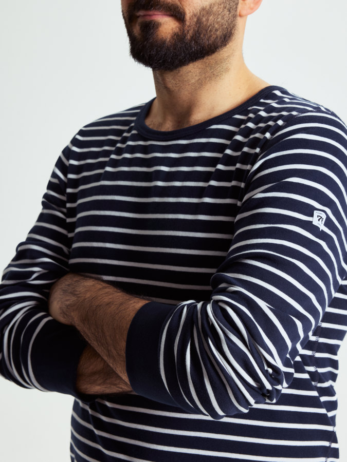 Langarm-T-Shirt gestreift, Erwachsene