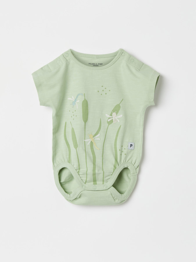 Kurzärmeliger Body mit Stickerei, Libellenmotiv