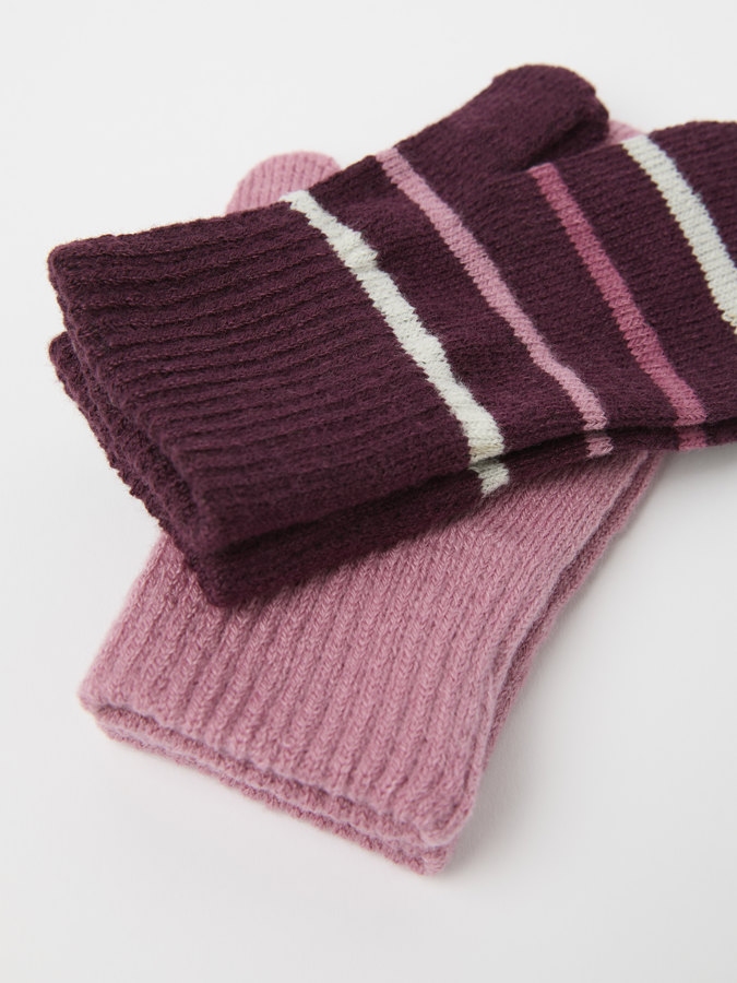 Gestrickte Fäustlinge, 2er-Pack, einfarbig
