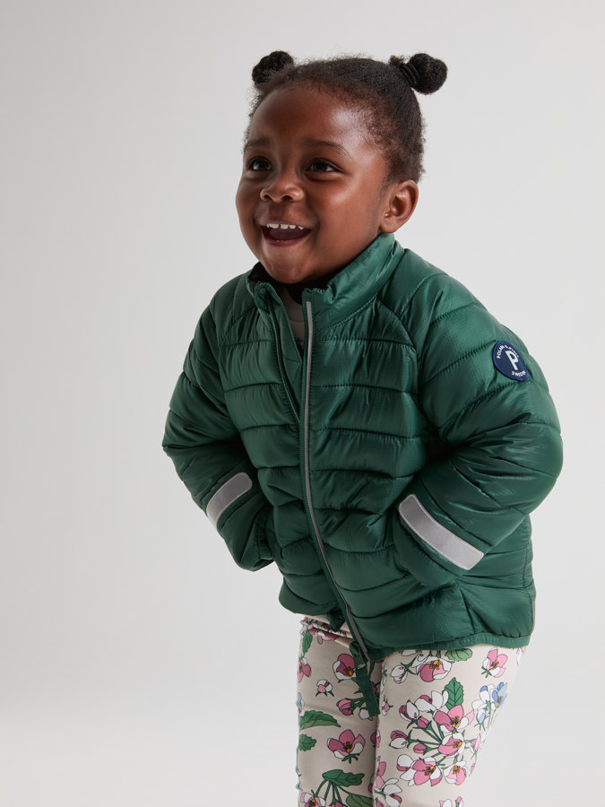 Wattierte leichte Steppjacke, einfarbig