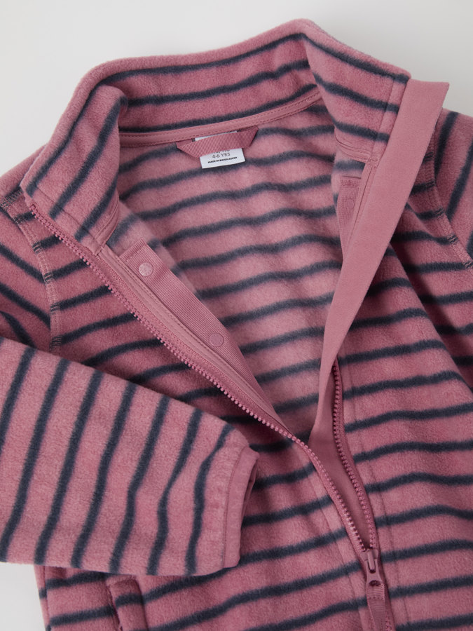 Fleecejacke mit Taschen, gestreift
