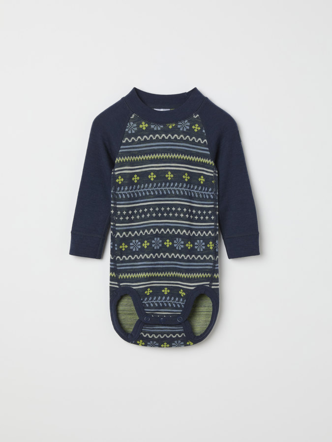 Langärmliger Body aus Jacquard in Merinowolle