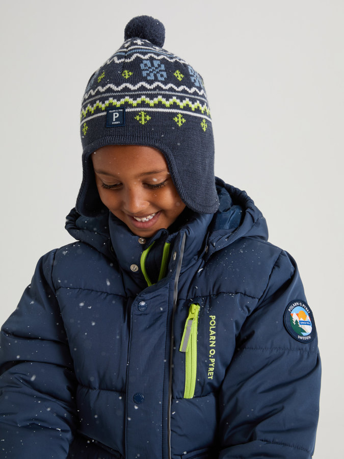 Winddichte Mütze mit Fleecefutter in Wollmix, Jacquard Winddichte Mütze mit Fleecefutter in Wollmix, Jacquard