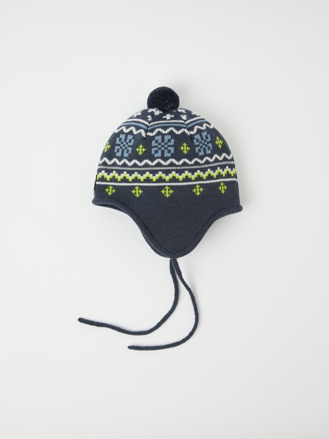 Winddichte Mütze mit Fleecefutter in Wollmix, Jacquard Winddichte Mütze mit Fleecefutter in Wollmix, Jacquard