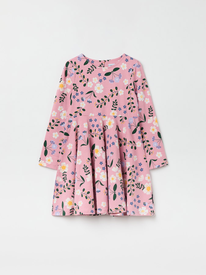 Langärmeliges Drehkleid, Blumen