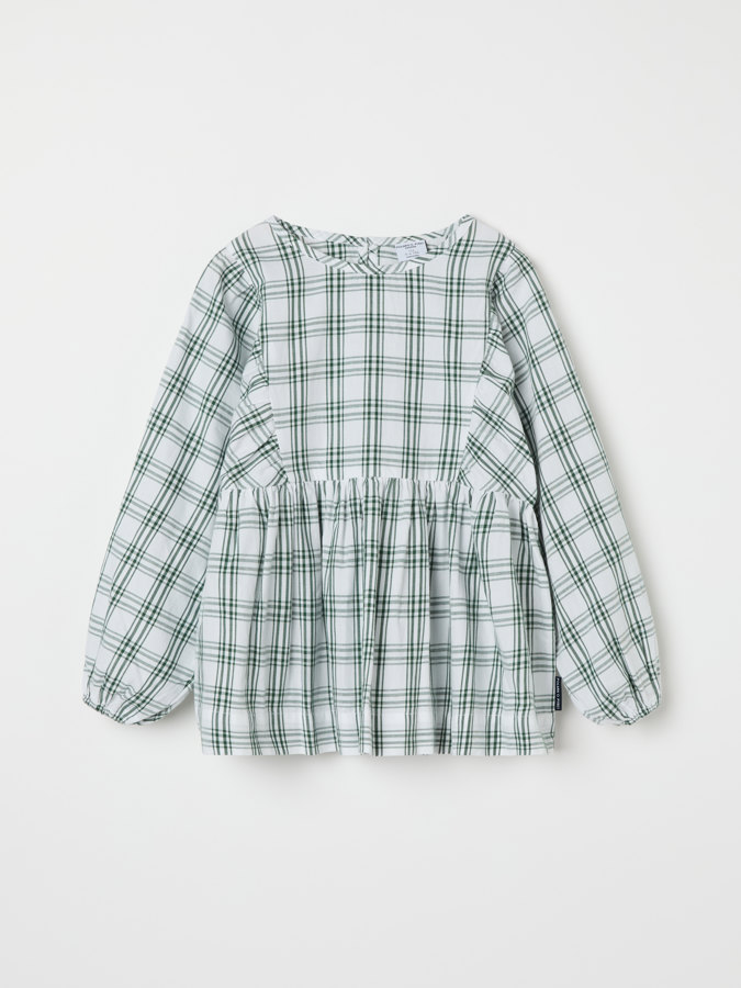 Karierte Bluse mit Puffärmeln Karierte Bluse mit Puffärmeln