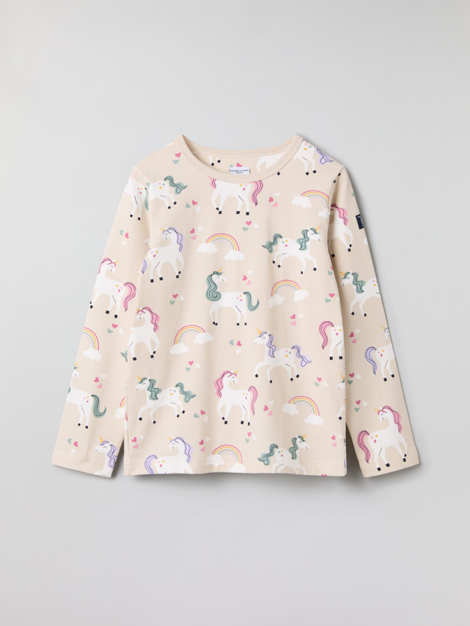 Langarm-T-Shirt, Einhornmotiv