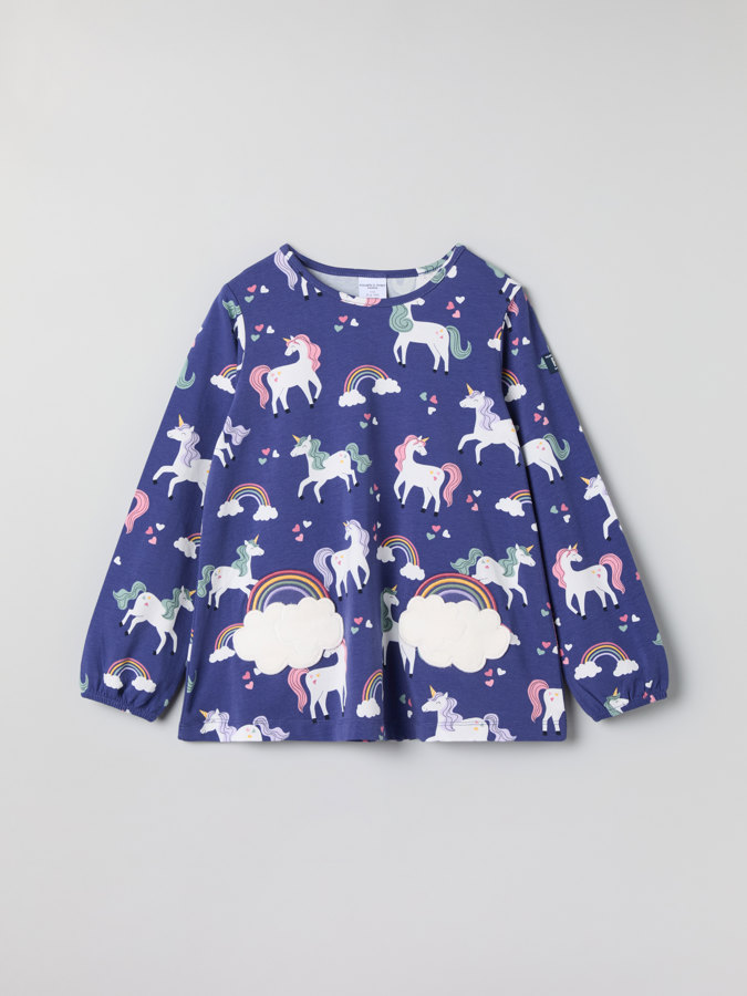 Top mit Taschen, Einhornmotiv