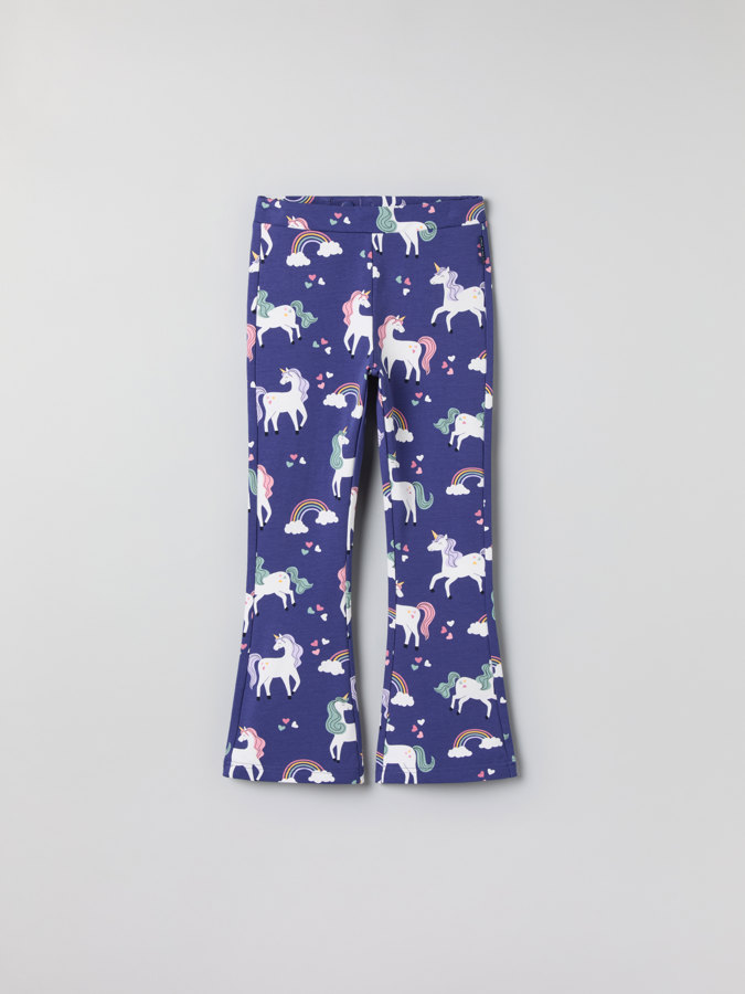 Ausgestellte Jerseyhose, Einhornmotiv