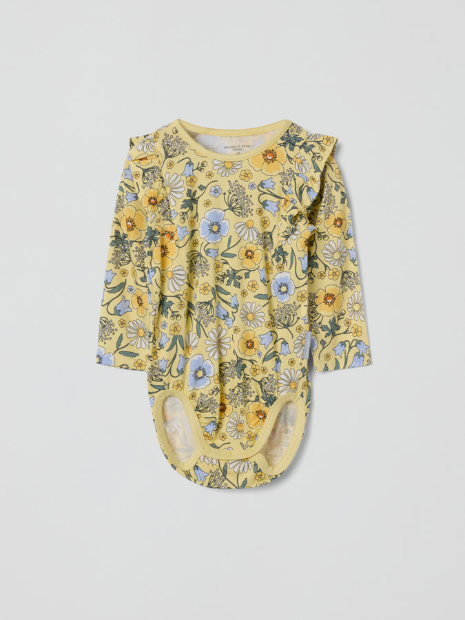 Body mit Rüschen, Blumenmotiv Body mit Rüschen, Blumenmotiv