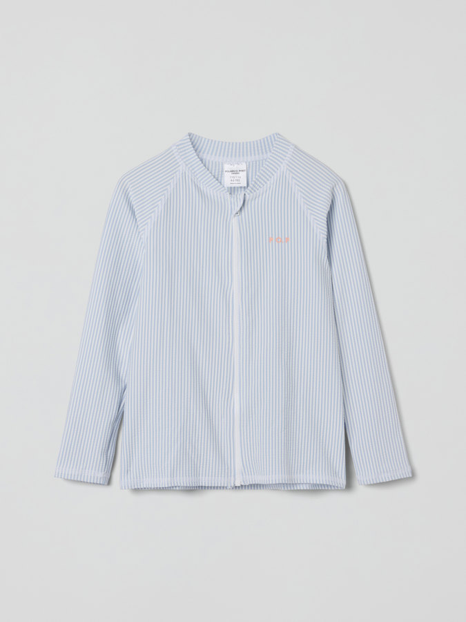 UV-Shirt mit Reißverschluss, gestreift