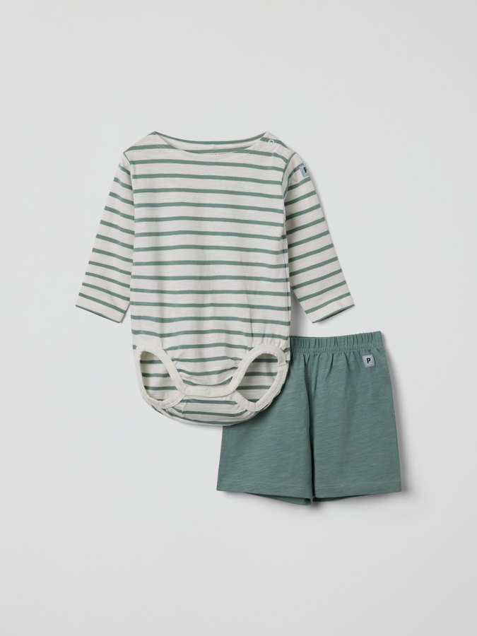 Set aus Body und Shorts, gestreift