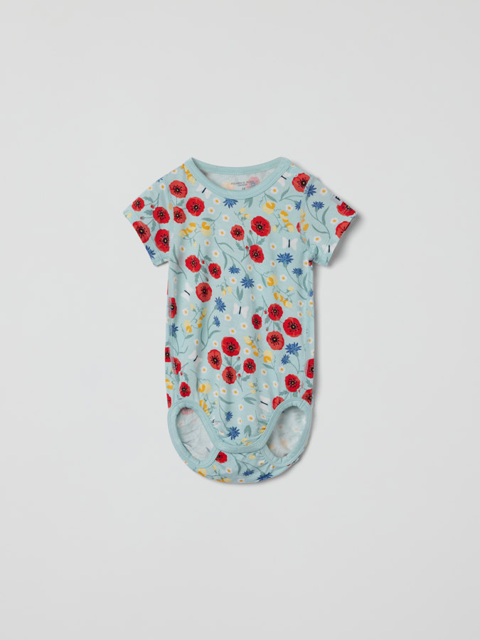 Kurzärmeliger Body, geblümt