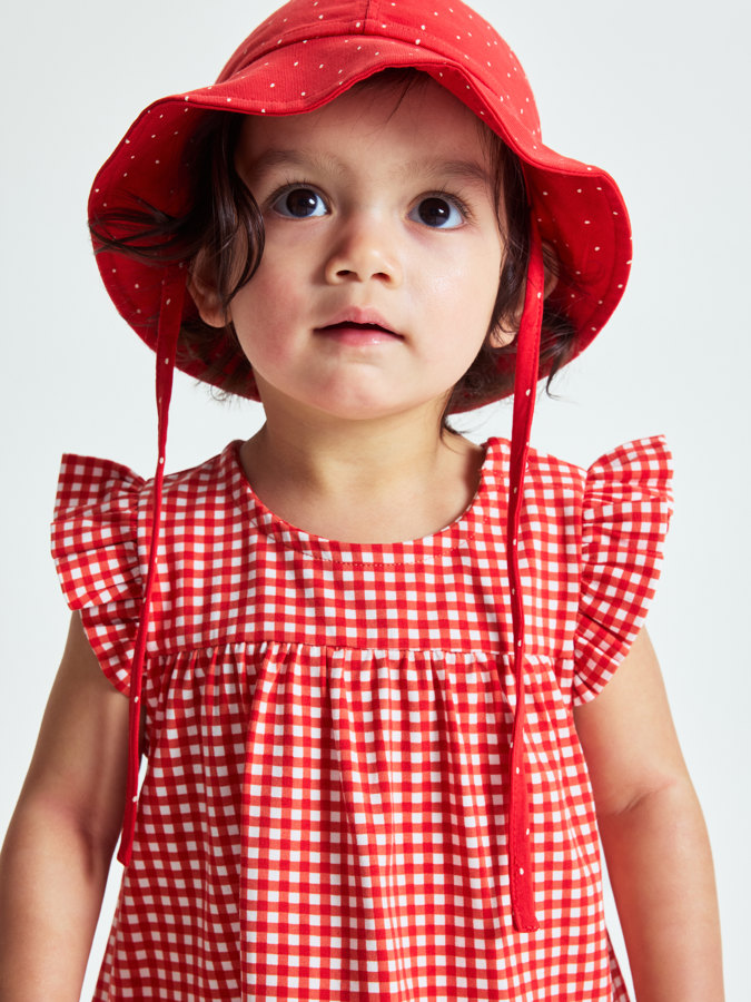 Kleid mit Rüschenärmeln, kariert