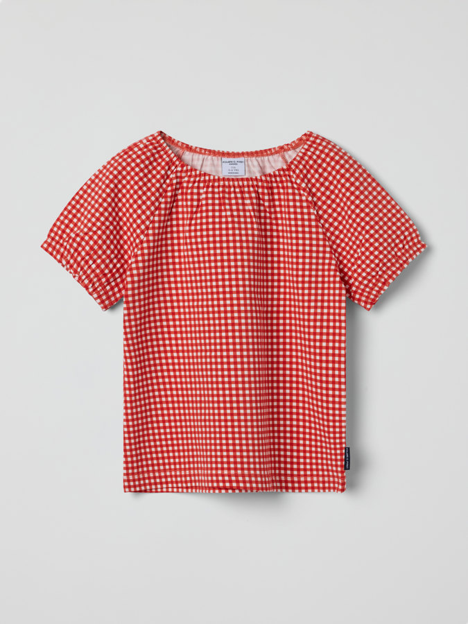 Bluse mit Puffärmeln, kariert