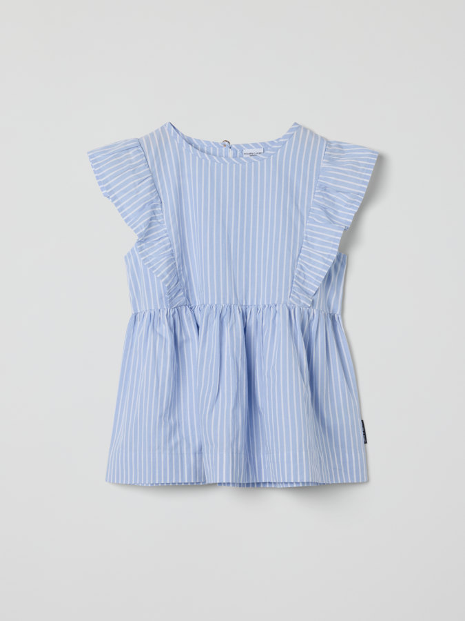 Bluse mit Rüschen aus Gewebe, gestreift