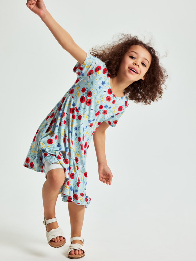 Kurzärmeliges Drehkleid, geblümt
