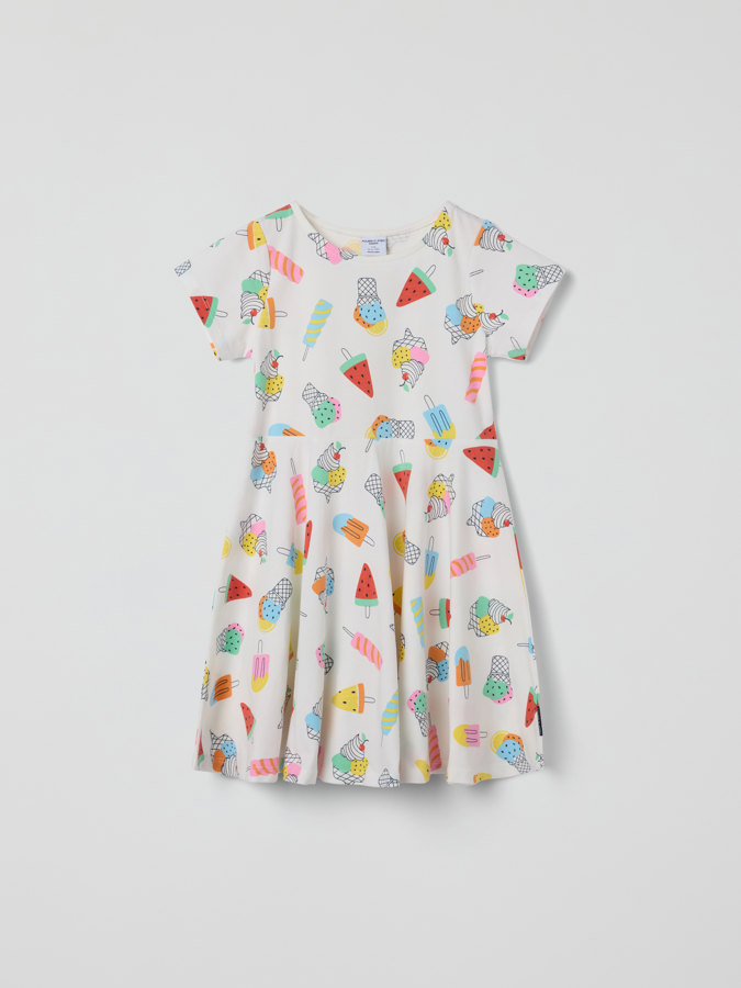 Kurzärmeliges Drehkleid, Eismotiv