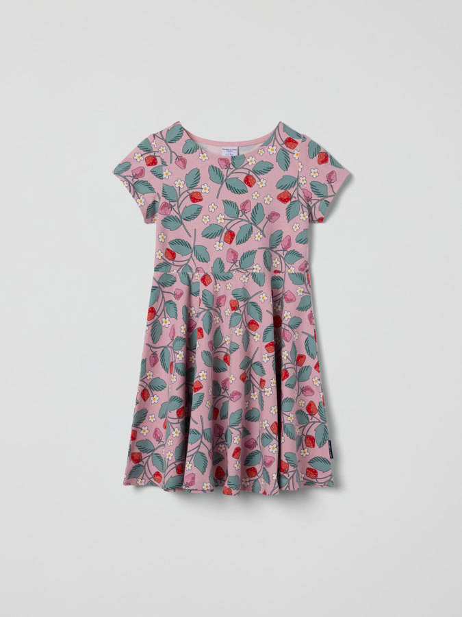 Kurzärmeliges Drehkleid, Erdbeermotiv