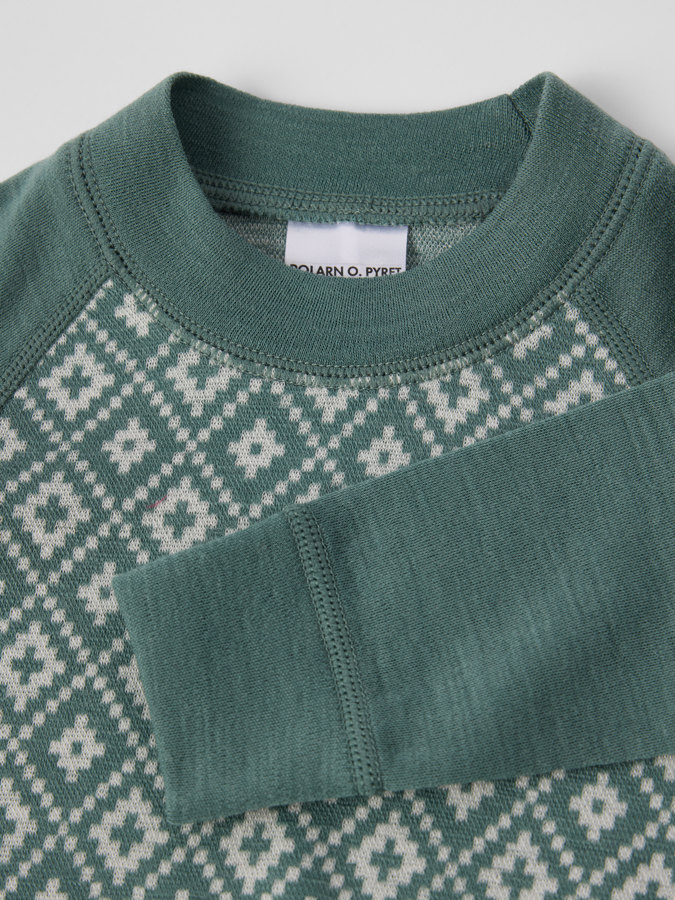 Langärmliger Body aus Jacquard in Merinowolle