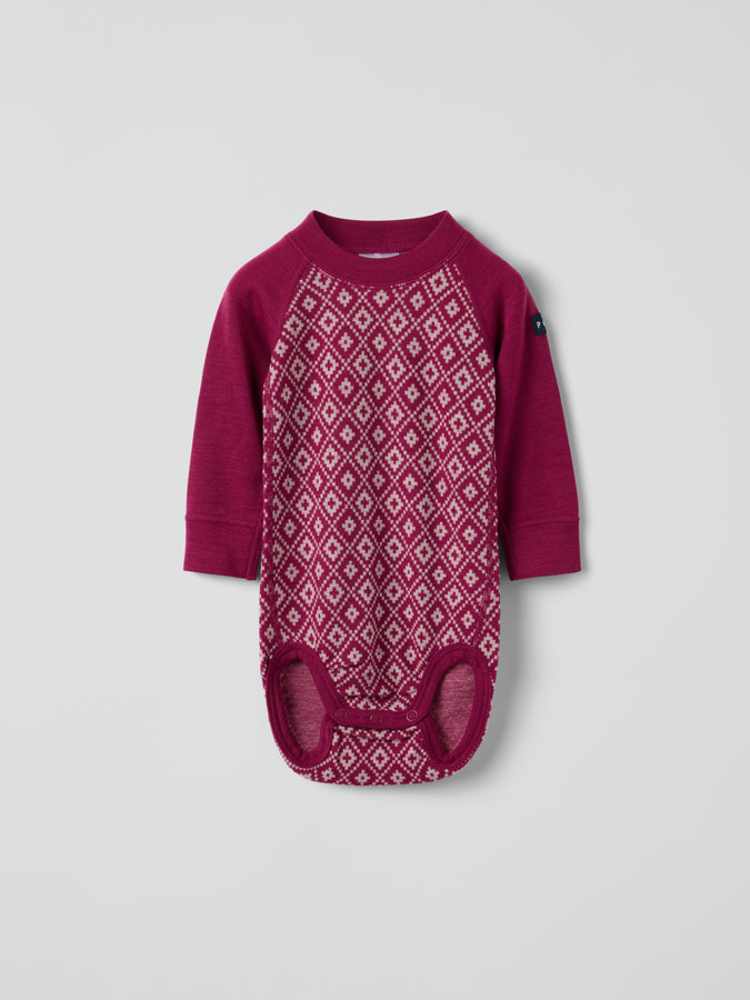 Langärmliger Body aus Jacquard in Merinowolle