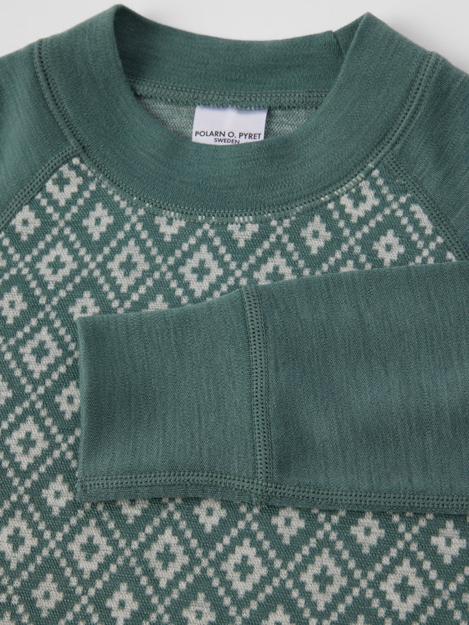 Langes Unterhemd aus Jacquard in Merinowolle