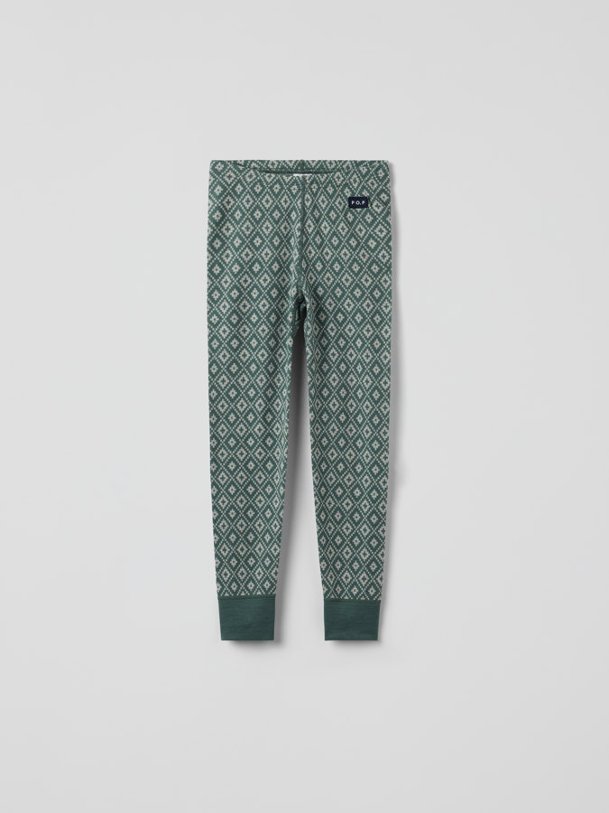 Lange Unterhose aus Jacquard in Merinowolle