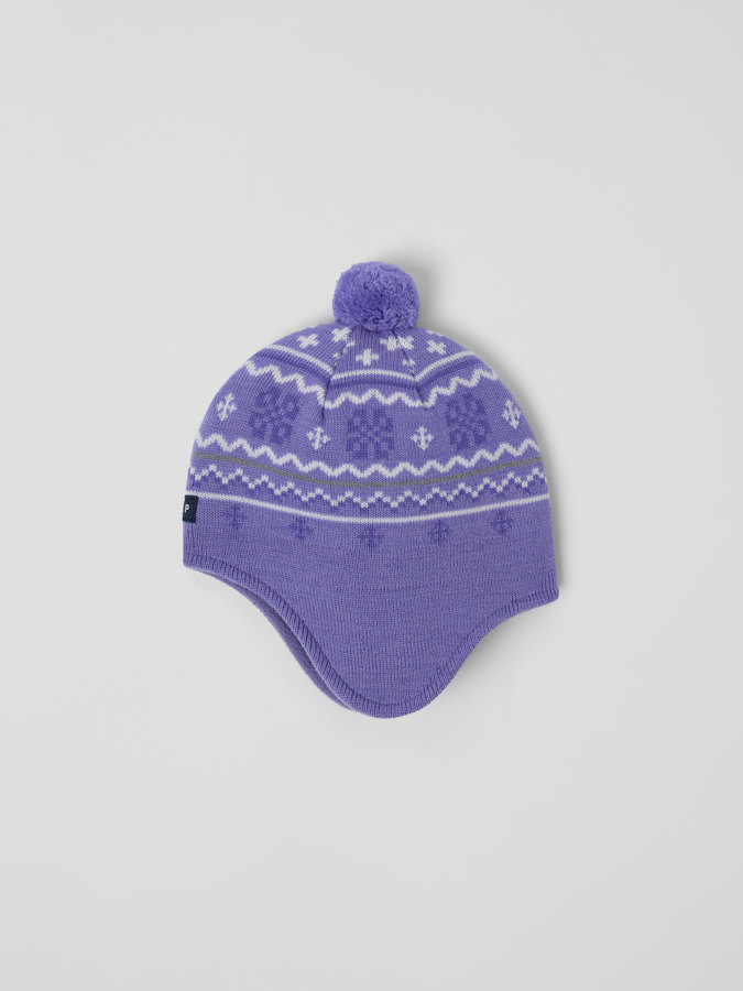 Winddichte Mütze mit Fleecefutter in Wollmix, Jacquard