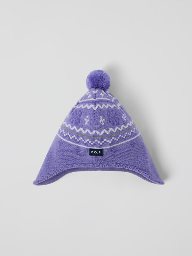 Winddichte Mütze mit Fleecefutter in Wollmix, Jacquard