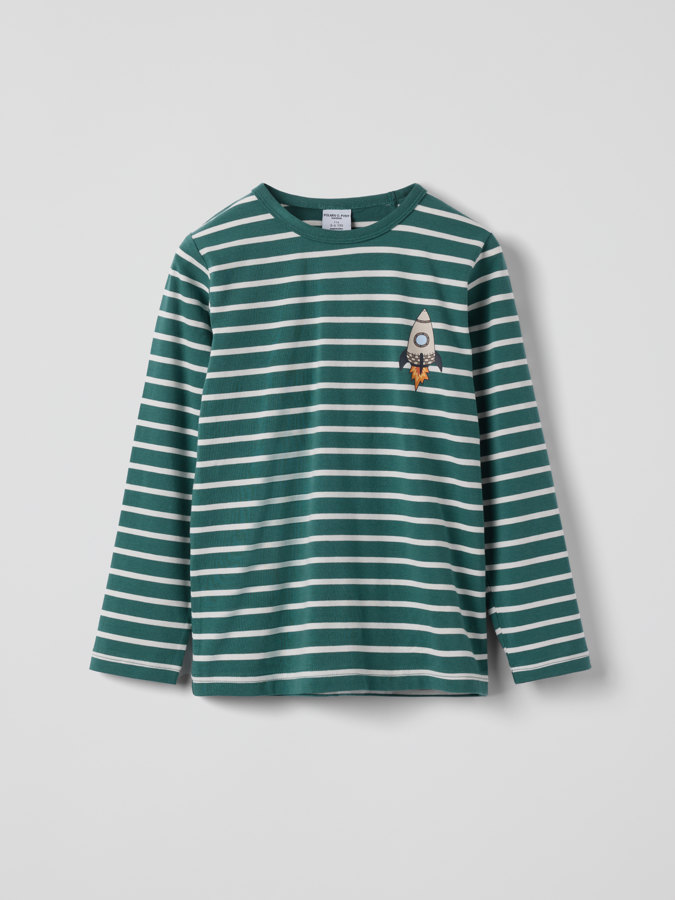 Langarmshirt gestreift mit Rakete