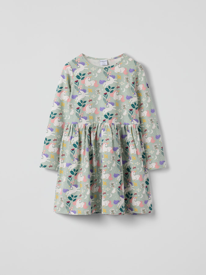 Langärmeliges Drehkleid Einhörner Langärmeliges Drehkleid Einhörner