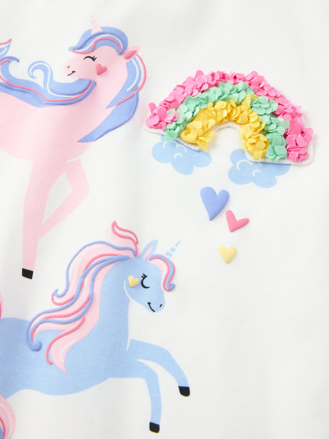 Langarm-T-Shirt, Einhornmotiv