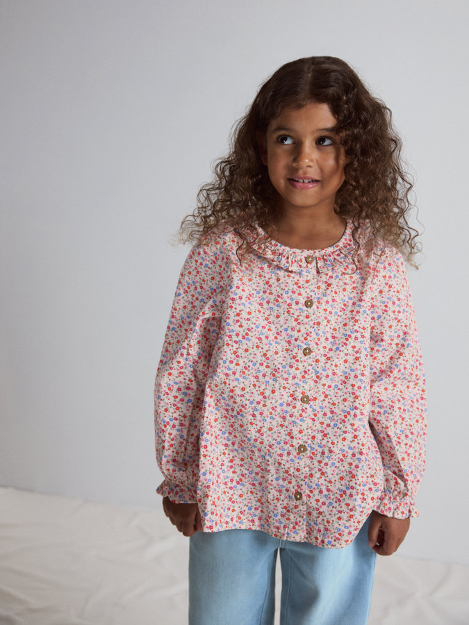 Langarmbluse geblümt