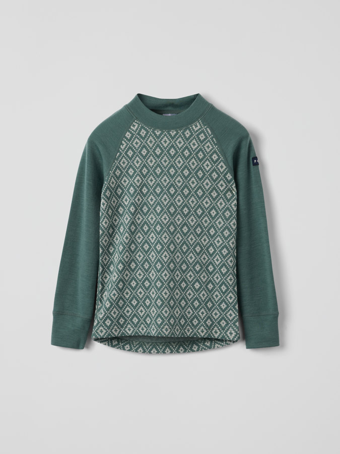 Langes Unterhemd Merinowolle Jacquard Langes Unterhemd Merinowolle Jacquard