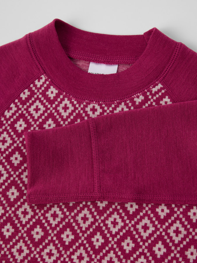 Langes Unterhemd Merinowolle Jacquard Langes Unterhemd Merinowolle Jacquard